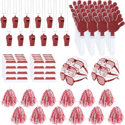 Realspring 148 Pcs Team Spirit Accessories for Sport Events - color: Burgundy White
