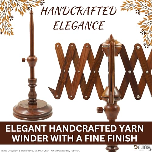 Rosewood Yarn Winder - Large Wooden Yarn Winder for Crocheting Handcrafted - Heavy Duty Natural Ball Winder - Best Wooden Yarn Bowl (Beech Wood Swift with) - color: BEECH WOOD SWIFT WITH