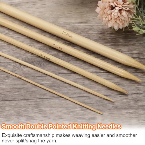 Generic 5Pcs Bamboo Knitting Needles Double Pointed US 2.5(3mm) 7.9 Inch(20cm) Straight for Handmade Creative DIY Knitting Craft Yarn, Yellow