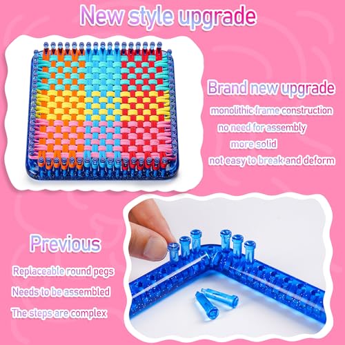 CCTVRTV Weaving Loom Kit Toys for Kids and Adults, DIY Arts and Crafts | for Boys and Girls Ages 5 6 7 8-12 13, Easy Potholder Loom Knitting Kits Gifts for Beginners, 252 Craft Loops - color: blue