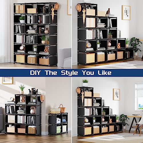 Mavivegue Bookcase, 18-Cube Extra Large Book Shelf, DIY Cube Storage Organizer for Bedroom, Living Room, Home Office - Black - color: Black, size: 18-Grid