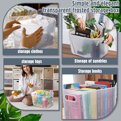 Thyle 12 Pack Translucent Plastic Storage Bins with Lids 7 Quart | Stackable Toy Organizer Boxes with Handles and Labels, Classroom Shelf Bedroom Desktop Storage, School Supplies - color: Translucent