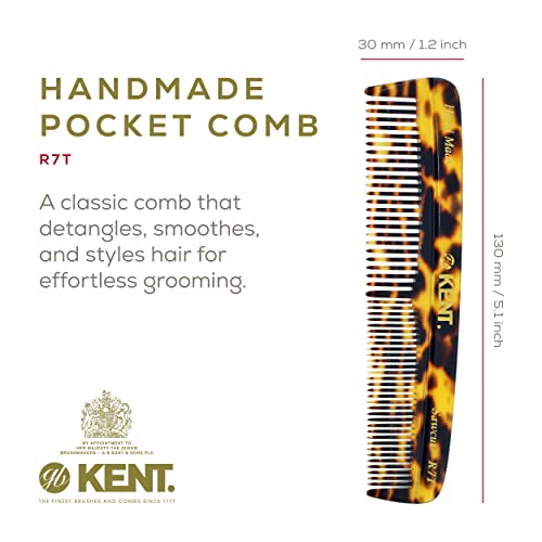 Kent R7T TY Fine and Wide Tooth Hair Comb, Handmade Pocket Comb for Men, Beard and Mustache Combs for Everyday Grooming and Styling, Sawcut Kent Combs, Made in England - color: Yellow Tokyo, size: 1 Pack