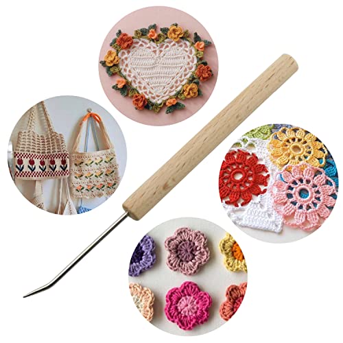 LUORNG 2pcs Bending Crochet Wooden Knitting Loom Hook DIY Tools Sewing Crochet Fittings for Hats Scarves Toys Needle Craft