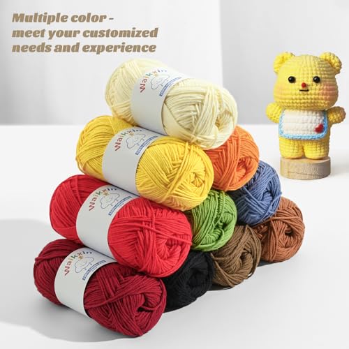 Cotton Yarn for Crocheting - 262.4yds / 3.52oz Baby Yarn for Crocheting Soft - 100% Milk Cotton Yarn 5 Ply Crochet Amigurumi Yarn for Crafts&Puzzle/Socks/Hats(2 Avocado Green) - color: 2 Avocado Green