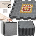 Unordinary Granny® Crochet Blocking Set-9Pc Extra Thick 12x12 Interlocking EVA Foam Mats with Grids, 150 T-Pins, Premium Felt Bag and a Cotton Pouch, Grey - color: Grey