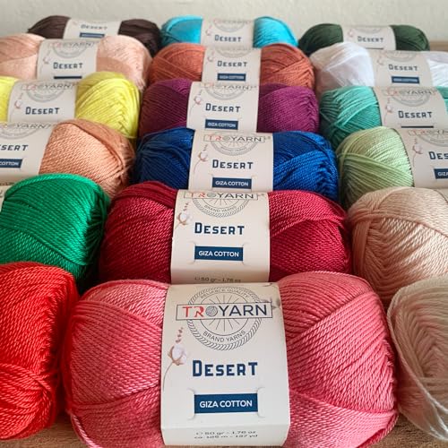 Troyarn Desert Giza Cotton (2- Skeins Pack) 100% Mercerized Giza Cotton Yarn Super Fino Worsted Weight #1 Soft Knitting and Crochet Yarn (2 x 1.76 oz) / (2 x 137 Yds) (11058 - Pistachio) - color: 11058, size: 2 Skein