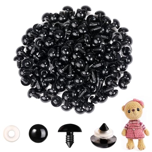 MUCUNNIA 400pcs 18mm Black Safety Eyes with Washers for Crochet Amigurumi | Plastic Craft Eyes for Teddy Bear, Amigurumi Doll, Stuffed Animal, DIY Crafts Making Supplies,Holiday Decorations - size: 18mm