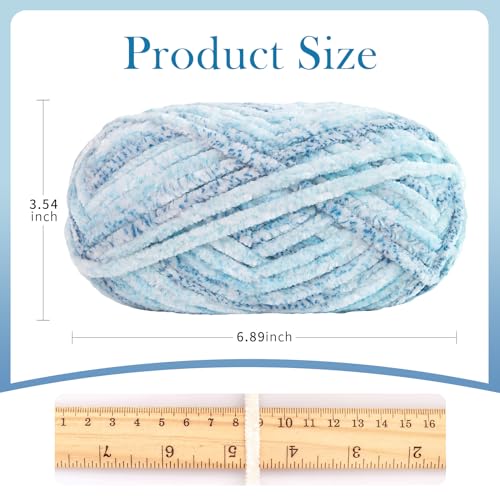 Franel Velvet Chenille Yarn, Bulky Plush Blanket Yarn 3-Pack (106 Enchant) | 100% Polyester, 100g/80m per skein, 6mm plush chenille. Ideal for amigurumi, baby blankets & pillows. Machine washable. - color: Blue Enchantress