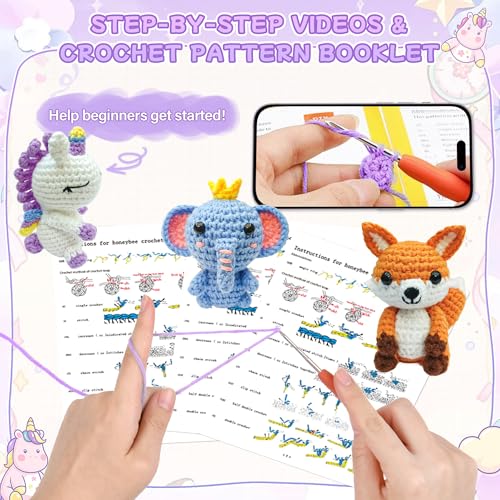 Mobelixy 6PCS Crochet Kit for Beginners, 2026 Christmas Knitting Kit with Step-by-Step Video Tutorials, Beginner Crochet Kit for Adults (Blue) - color: Blue
