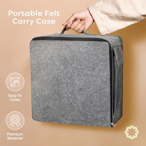 Unordinary Granny® Crochet Blocking Set-9Pc Extra Thick 12x12 Interlocking EVA Foam Mats with Grids, 150 T-Pins, Premium Felt Bag and a Cotton Pouch, Grey - color: Grey