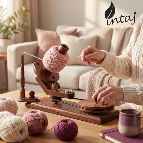 Rosewood Yarn Winder, Large Capacity 16 oz Wooden Ball Winder | Hand-crank wooden ball winder, winds 16 oz skeins into center-pull cakes. - color: Rosewood, size: Ball Winder