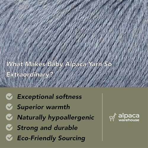 100% Baby Alpaca Yarn 3 Skeins 150g DK Weight Knitting Crochet H. Sky Blue | Made in Peru with natural warmth and softness featuring 327yd of premium fiber ideal for scarves shawls sweaters and more - color: Heather Sky Blue, size: DK
