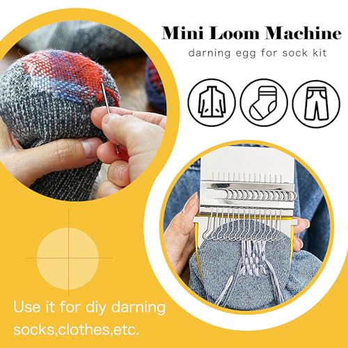 Small Weaving Loom, Wooden Speedweve Darning Loom Machine with 14 Hooks | 14 Hooks, Quickly Household Mending, For Beginners, Hand Craft DIY Weaving Repair Tool, For Jeans, Socks, Clothes