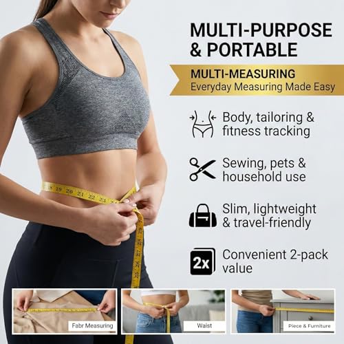 Soft Measuring Tape 2 Pack – 60 Inch / 150 cm Dual-Sided Body Tape Measure for Sewing, Tailoring, Weight Loss & Body Measurement – Flexible Inch & cm (Yellow) - color: Yellow / 2 Pack