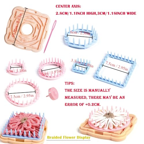 Knewmart Weaving Loom Kit, 8pcs Flower Maker Wool Knitting Ball Maker Weaving Tools Knitting Craft Weaver Loom - with Needle (Flower Maker) - size: Flower Maker