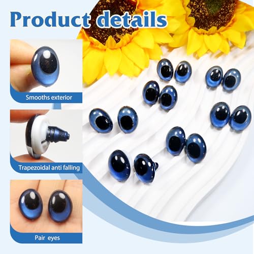 TOAOB 28pcs Plastic Safety Eyes with Washers Dark Blue Oval 13 x 18mm Stuffed Animals Craft Doll Eyes for DIY Amigurumis Crochet Animals Puppet Making - color: Dark blue