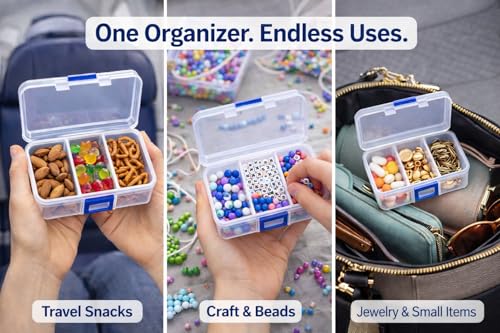 Clear Plastic Organizer Boxes 4 Pack – Small Parts Storage Organizer with Secure Lids – Hardware, Craft, Bead, Fishing Tackle & Screw Organizer Containers
