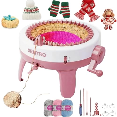 SENTRO Knitting Machine 40 Needles, Circular Loom for Beginners, Hat Scarf | Circular Knitting Loom, Dual Panel & Tube Mode, 4 Yarn Tension Settings, for 3-5mm Wool Yarn, for Kids & Adults