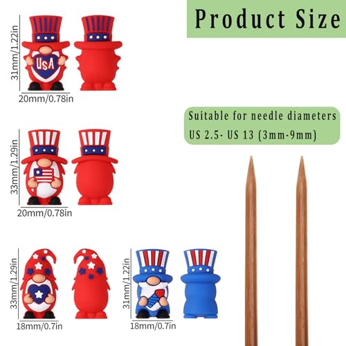 8pcs Gnomes Knitting Needle Stoppers, Knitting Needle Point Protectors, Knitting Needle End Caps, Knitting Accessories and Gadgets - color: Blue Red White