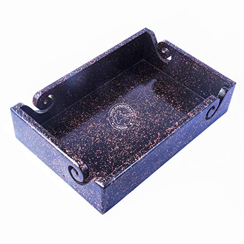 Solid Handmade Crafted Wooden Portable Antique Yarn Storage Bowl Tray - Holder for Knitting Crochet Hook Accessories - Multipurpose Organiser (Copper Spray, 12" x 8" x 2.5") - color: Copper Spray