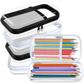 Sanwuta 4 Pcs Clear Hard Shell Zipper Case Plastic Case, Black and White - color: Black and White