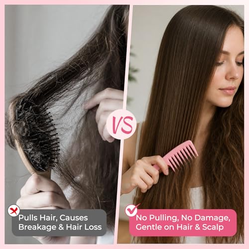 10 Pack Small Wide Tooth Comb with Handle, Detangling Hair Comb | for Curly Thick Wet Dry Hair, Shower Combs Set, Bulk Hair Combs for Salon, Hotel, Gym & Travel, 5 Colors
