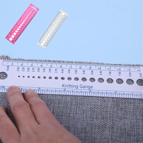 Knitting Needle Gauge Ruler, 2 Pcs, Pink | Plastic, Knitting Needle Sizer, Metric Measuring Tool, For Sewing