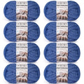 Chunky Yarn for Hand Knitting, #10 Chunky Blanket Chenille Yarn, Large Bulky Thick Jumbo Yarn, Super Chunky Knit Yarn for Crocheting, 8 Skein (8 oz 22 yds Each Skein), Country Blue - color: Country Blue