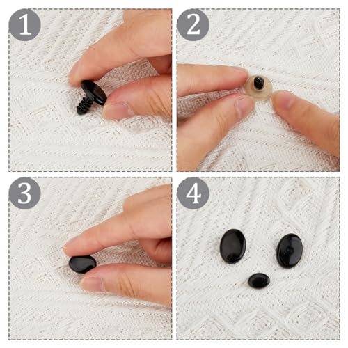SUPERFINDINGS 250Pcs Safety Eyes and Noses with Washers 5 Size 6/8/11/14/17mm Resin Craft Doll Eyes Oval Plastic Bear Eyes and Noses for Stuffed Animals Amigurumi Craft Doll Teddy Bear Supplies