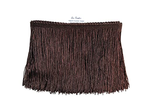 10 Yards of 4" Long Chainette Fringe Thread Yarn Tassel Trim Braid Fringe for Crafts Sewing and Decor-Dark Coffee Brown - color: Dark Coffee Brown, size: Value 10 Yards
