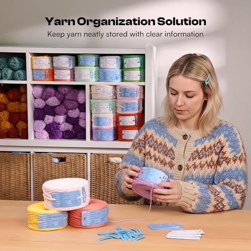Caydo 40 Set Yarn Information Tags with Clips for Yarn Storage Organizer | Double-Sided Yarn Cake Labels for Record Yarn Specs, Perfect Helper for Improving Yarn Storage & Classification Efficiency - color: Yarn Tag 40set