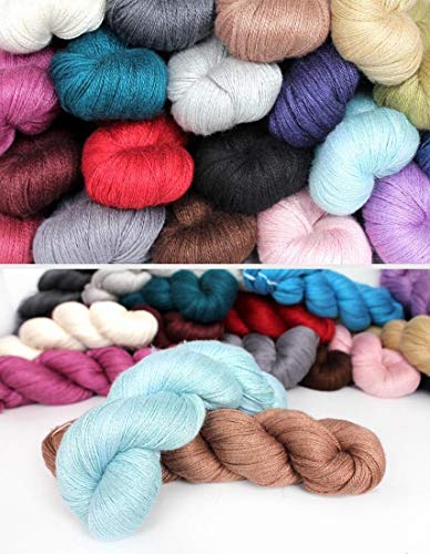 Lotus Yarns Silky Cashmere Fingering Weight Knitting Yarn Skein Shiny Soft and Breathable Crochet Yarn, Great for Shawl, Scarves, Top and Craft Projects (01-White) - color: 01-White