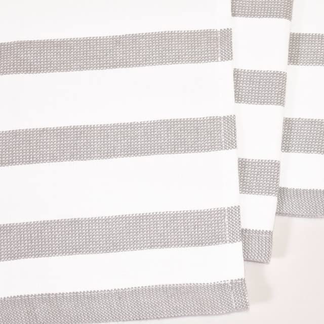 Realm 17" x 27" 100% Cotton Kitchen Towel (4 Pack) | Stripe Pattern Pebble Grey | Soft, Plush & Absorbent with Solid White Backing - color: Pebble Grey, style: Stripe Kitchen Towel