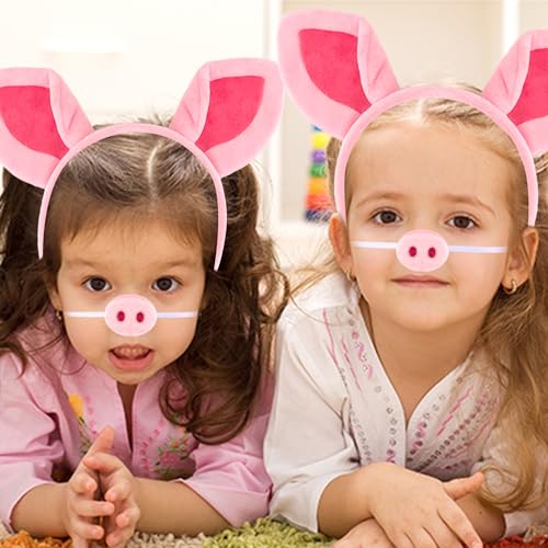 Chanaco Pig Ears Headband and Nose Set Pink Costume Adult Women Halloween Animal Costumes Cosplay Accessories Party Decorations Gifts