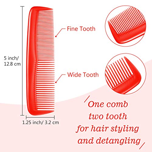 Leinuosen 12 Pieces Pocket Hair Combs, Fine Tooth Combs, Red | Plastic Hair Care for Men Women, Portable Travel Size, for Barber Salon Hair Dressing Use, Not Breakable, Peines Para Cabello - color: Red