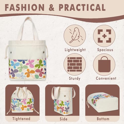 TOGETRUE Yarn Bag, Knitting Crochet Tote Bag, Yarn Storage Bags Organizer, Crochet Bags for Crocheting Project, Store Skein Ball, Short Knitting Needle (Butterfly) - color: Butterfly, size: Small