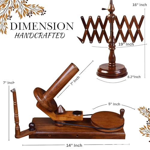 Rosewood Yarn Winder & Swift – Large Handcrafted Wooden Yarn Winder for Crocheting, Knitting, Weaving – Heavy-Duty Natural Wood Ball Winder – Smooth, Tangle-Free, Durable Winder Tool - color: ROSEWOOD COMBO