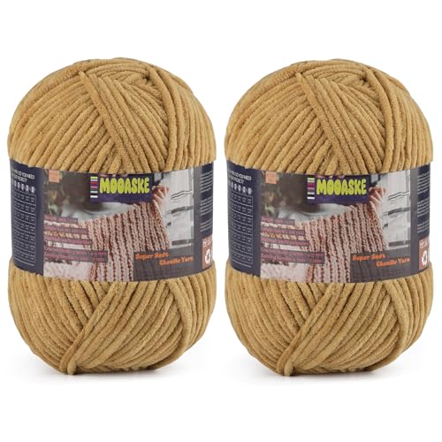 Chenille Yarn for Crocheting, Brown Baby Blanket Fluffy Yarn for Crochet | 2 Pack 524 Yds, 14 Oz Ultra Soft Yarn for Crocheting, Fuzzy Chunky Yarns, Plush Velvet Yarn for Knitting Amigurumi, Blankets - color: Coffee, size: 2 Skeins