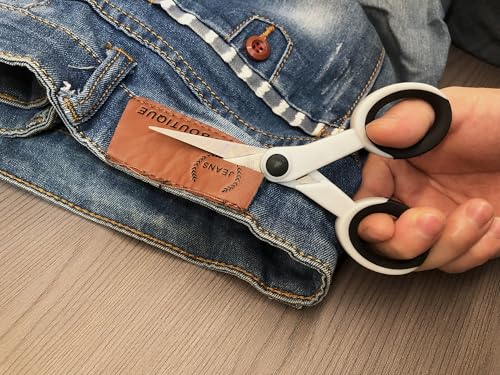 5 Inch Detail Scissors, Precision Paper Scissor Cutting, 3 Pack | Stainless Steel Blade, Soft Comfort-Grip, Straight Fine Tips Small Sewing Scissors Set, DIY Crafting and Home Use, White - color: White