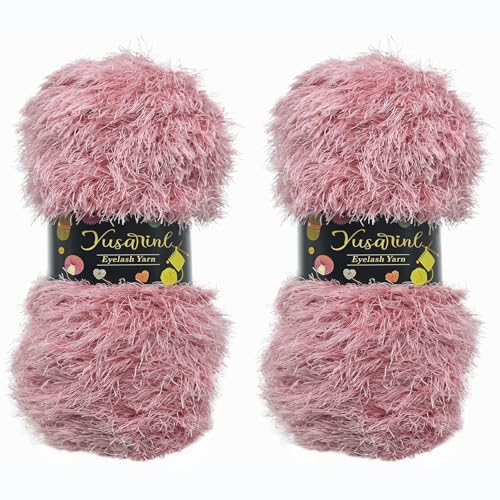 (23 Colors Available) Yusarinl Eyelash Yarn Fluffy Thread 100% Polyester 6,7oz 260 Yards, Fun Fur Yarn for a Border,toy's Hair or Beard-Leather Pink - color: Leather Pink, size: 2 Skein