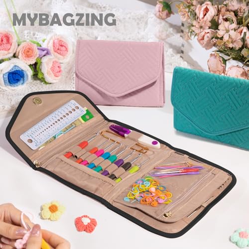 Crochet Hook Case - Foldable Organizer - Knitting & Crochet Supplies Holder - color: Black, size: 7 Inches