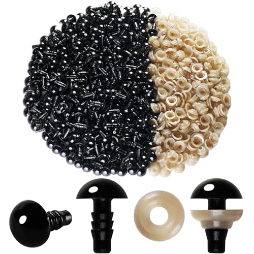 Hukiwow 600Pcs 9mm Safety Eyes and Washers 9 mm Safety Eyes for Crocheting Plastic Crochet Eyes Black Craft Eyes Animals Eyes Small Doll Eyes - size: 9mm