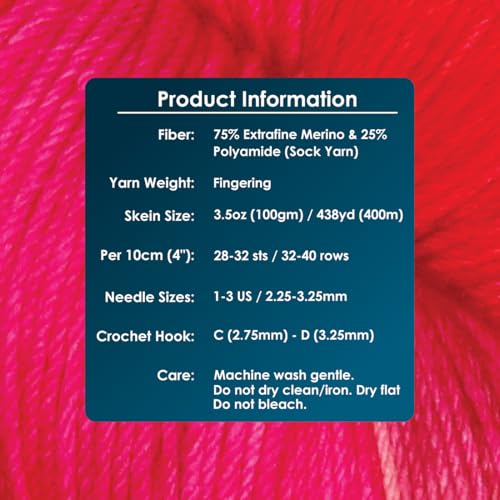 KnitPro Symfonie Fingering Weight Merino Wool Yarn 100g, Rhubarb | 75% Extrafine Merino & 25% Polyamide, 438yds, OEKO-TEX Certified, Superwash, Colorfast, #1 Yarn Skein for Knitting & Crochet - color: Rhubarb