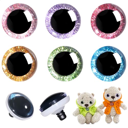 2pcs 58mm 3D Glitter Plastic Safety Eyes for Amigurumi Trapezoid Craft Crochet Doll Eyes with Washers Stuffed Animal Eyes for DIY of Puppet, Bear Animal Halloween Decorations(6 Colors) - size: 58mm