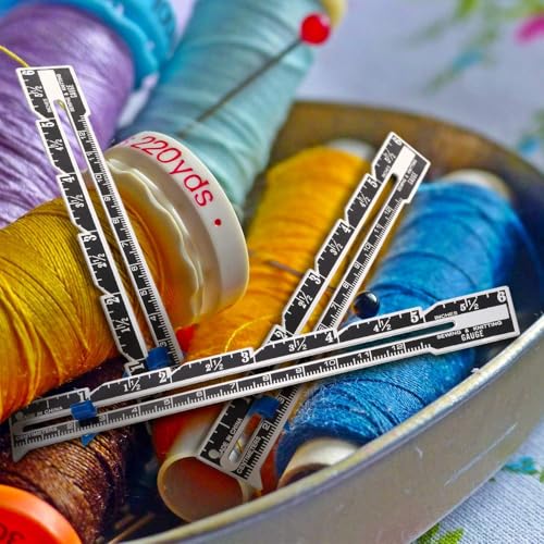 Sewing Ruler Measuring Tools, 12 PCS Sliding Gauge Steel Quilting Ruler, Knitting Crafting Sewing Beginner Training