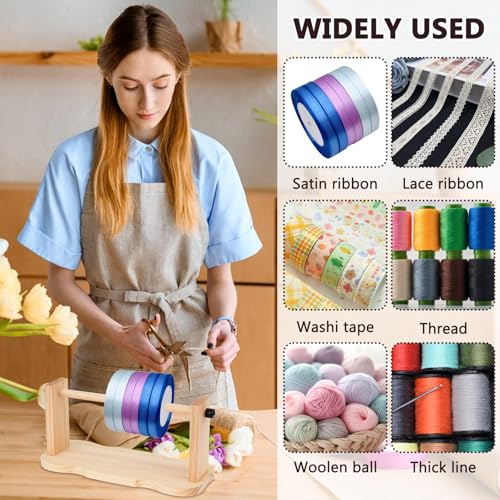 Wooden Crochet Yarn Holder, Single Revolving Yarn Storage, Ribbon Storage, Rack Portable Yarn Ball Holder for Crochet Yarn Ball Knitting, Sewing Thread Craft Florist Wrapping
