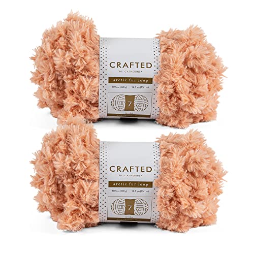 Crafted By Catherine Faux Arctic Fur Loop Yarn - 2 Pack (16 Yards Each Skein), Pink, Gauge 7 Jumbo - size: 10.5 oz/ 2 Pack