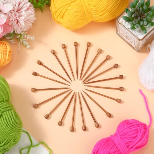 Luinabio 20 Pcs Crochet Marking Pins Mini Knitting Needles, 2.75 Inch Bamboo Smooth Single Pointed Short Sewing Pins Knitting Needles Ami Sticks for Beginners DIY Craft Crochet Supplies(Nut Brown) - color: Nut Brown