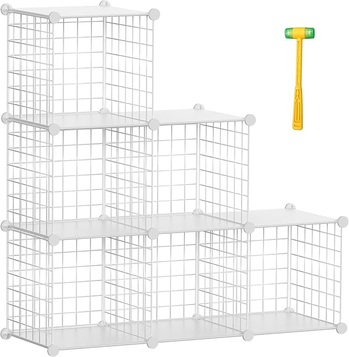 Closet Organizer, Organizers and Storage,Cabinet Metal Shelf Rack Storage Shelves Bookshelf,Toy Organizers and Storage Bins (6-Cube, White) - color: White Plus Iron, size: 6 Cubes